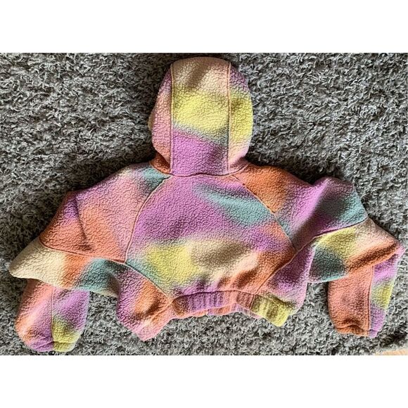 OUT FROM UNDER Urban Outfitters Scarlet Tiedye Sherpa Fleece Crop Jacket SWEATSH - Picture 4 of 5